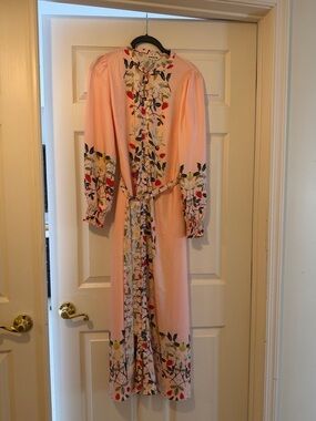 Boden Pink Botanical Print Long sleeve Floral Shirtdress